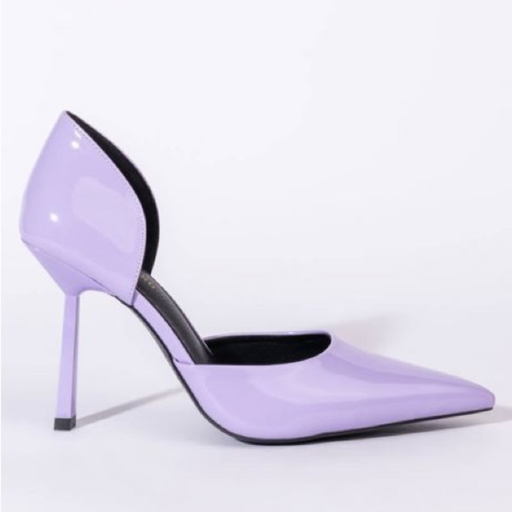 Azalea Wang Purple Vegan Patent Leather D’Orsay Stiletto Pump - Picture 3 of 5